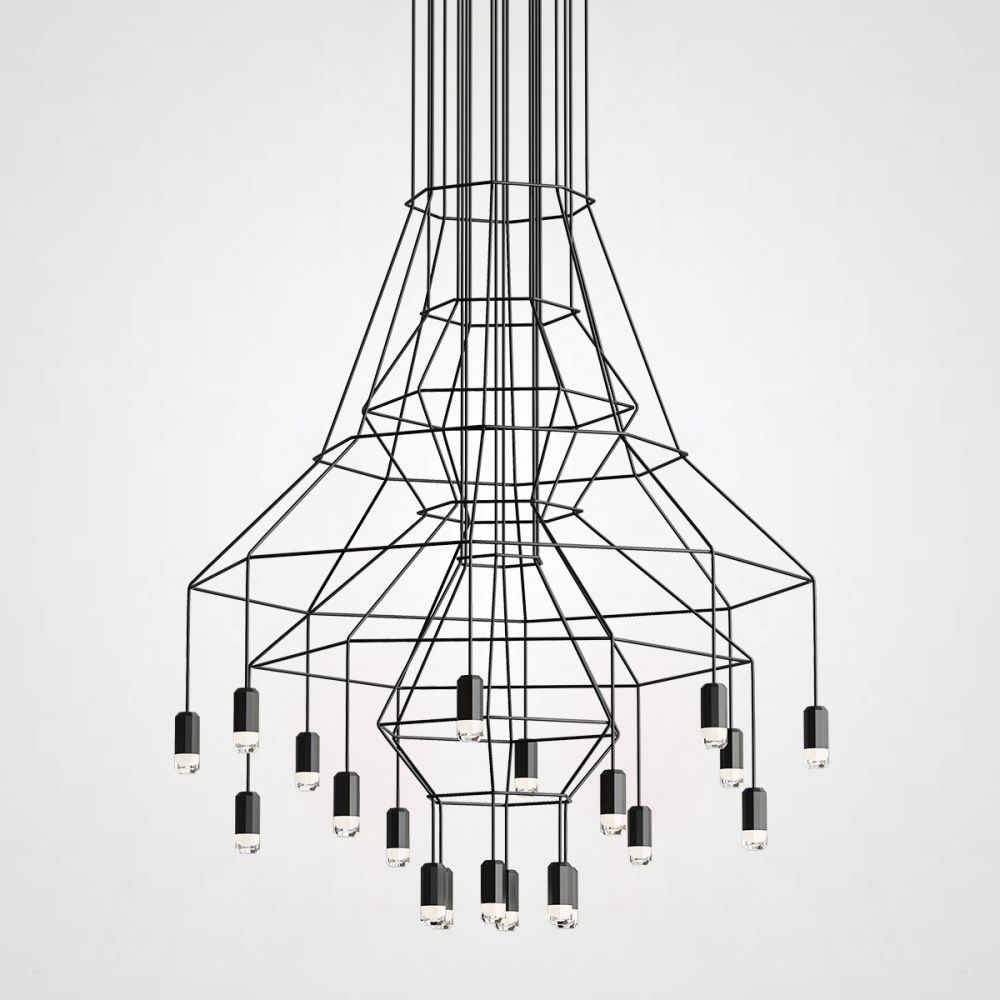 Люстра Via Wireflow Chandelier polyhedral 0315 Suspension lamp 120*120*500 см, 20*G9*20W, ImperiumLoft Via01, Чёрный