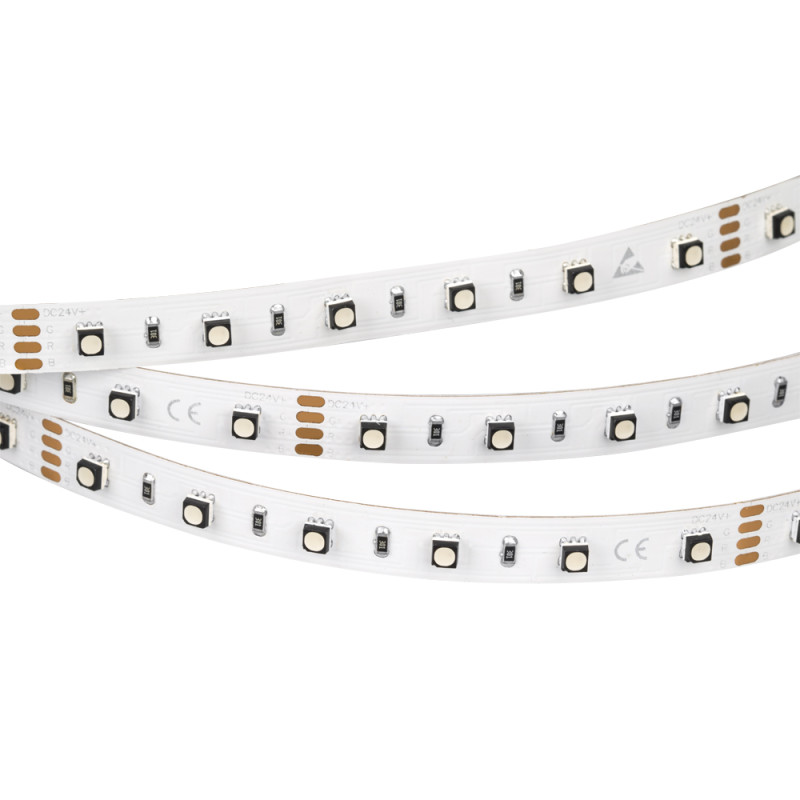Лента MINI-60-24V RGB 10mm (3535, 5m, LUX) (Arlight, 14.4 Вт/м, IP20) 022718. Цена указана за 5 метров. Продается кратно 5 метрам.