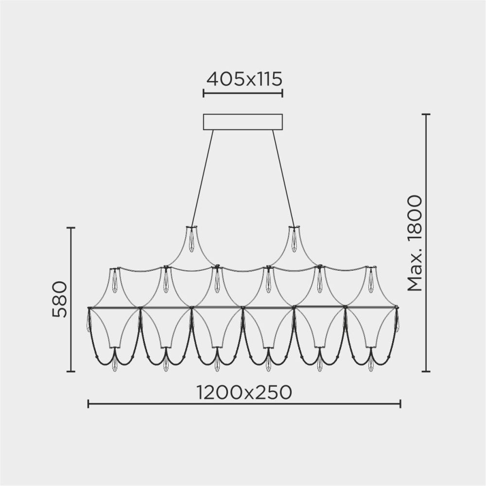 Подвесная люстра 120x25x110см, LED, 28Вт, 3000 / 6000K, Modelux ML.5603.1200P СН Хром