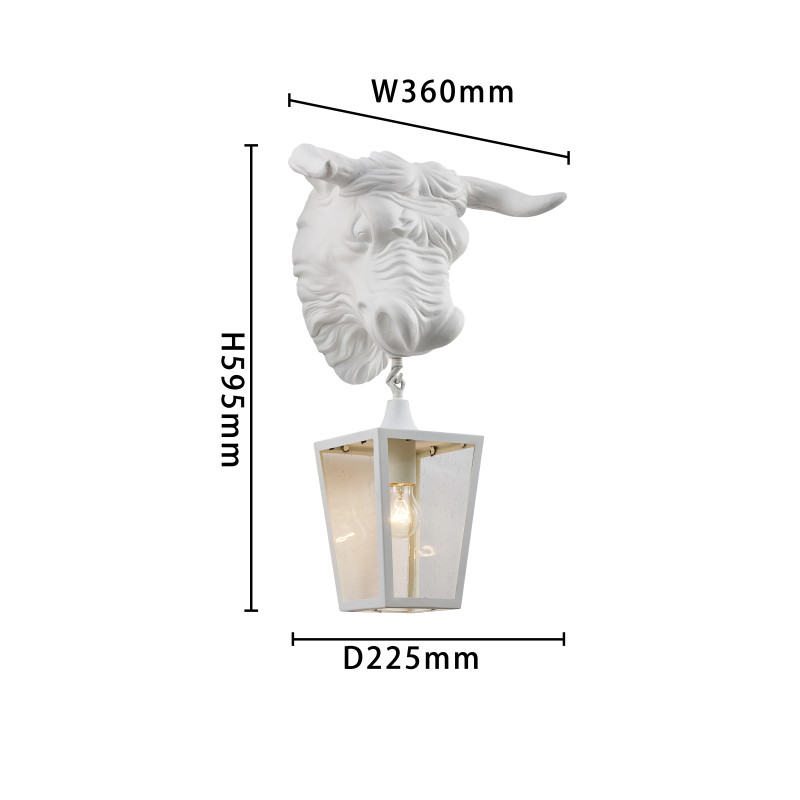 Уличный светильник Favourite Bison 4000-1W, D225*W360*H595, каркас белого цвета, плафон из прозрачного узорного стекла