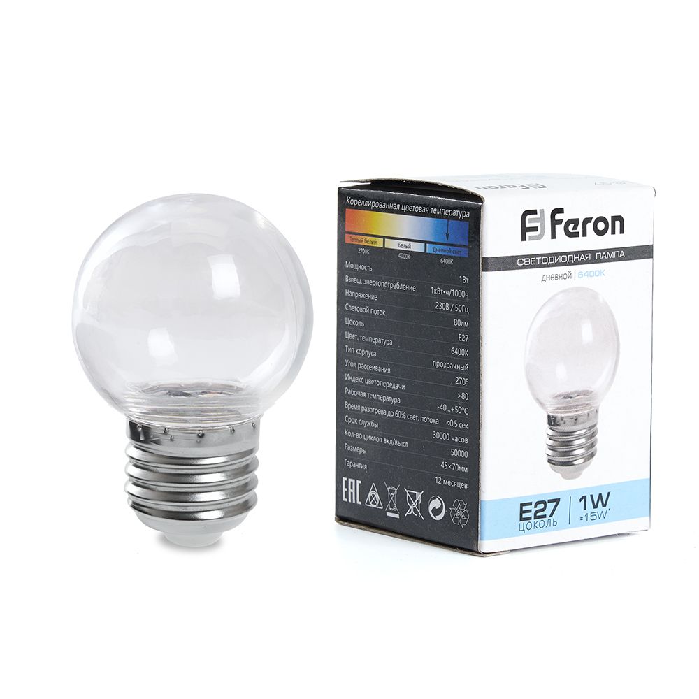 Feron лампа светодиодная LB-37 E27 1W 2700k 38119