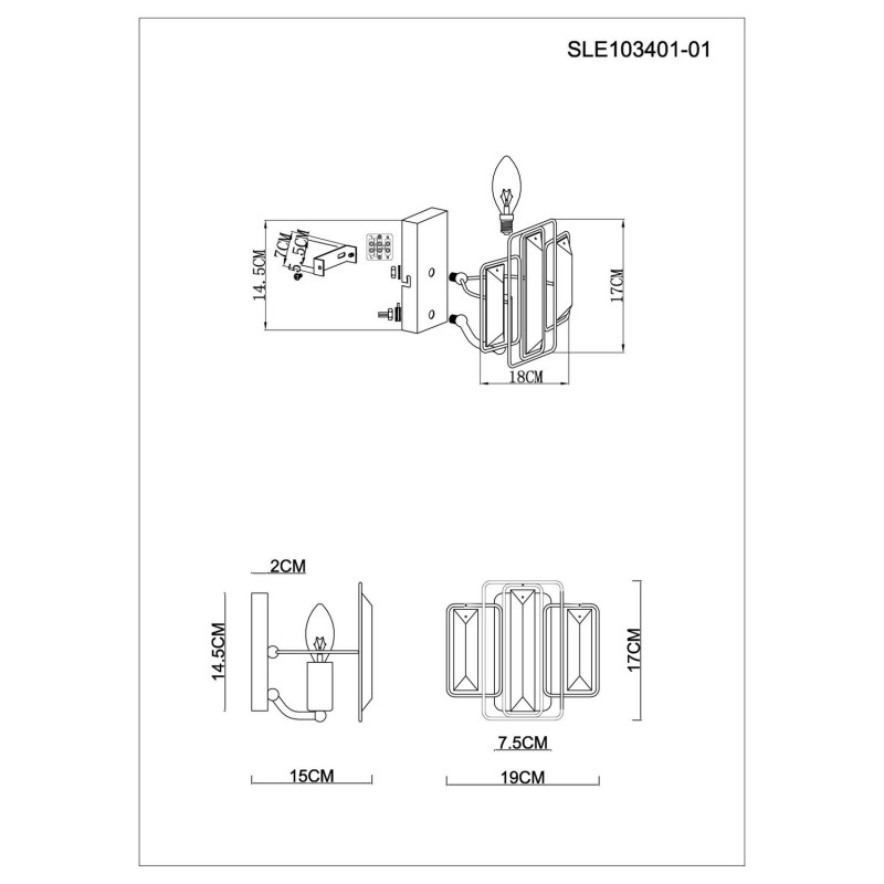 Бра 19 см,  EVOLUCE GIANO SLE103401-01 Шампань