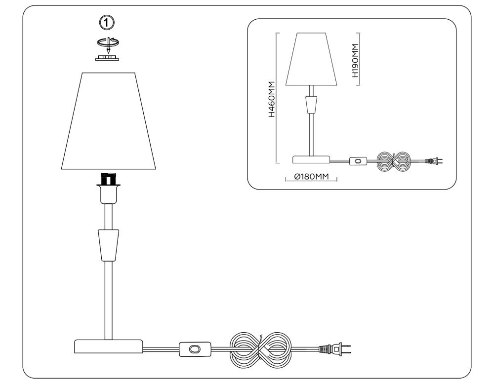 Настольная лампа с абажуром **46- см, 1*E14*40W, K, Ambrella Light High Light LH75057, латунь
