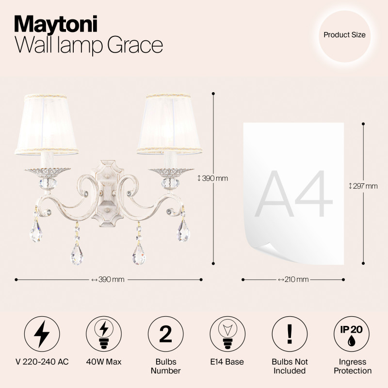 Бра Maytoni ARM247-02-G Кремовое золото