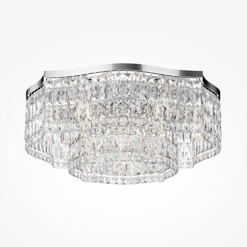 Потолочная люстра Maytoni Dune DIA005CL-10CH, диаметр 60 см, хром-хрусталь
