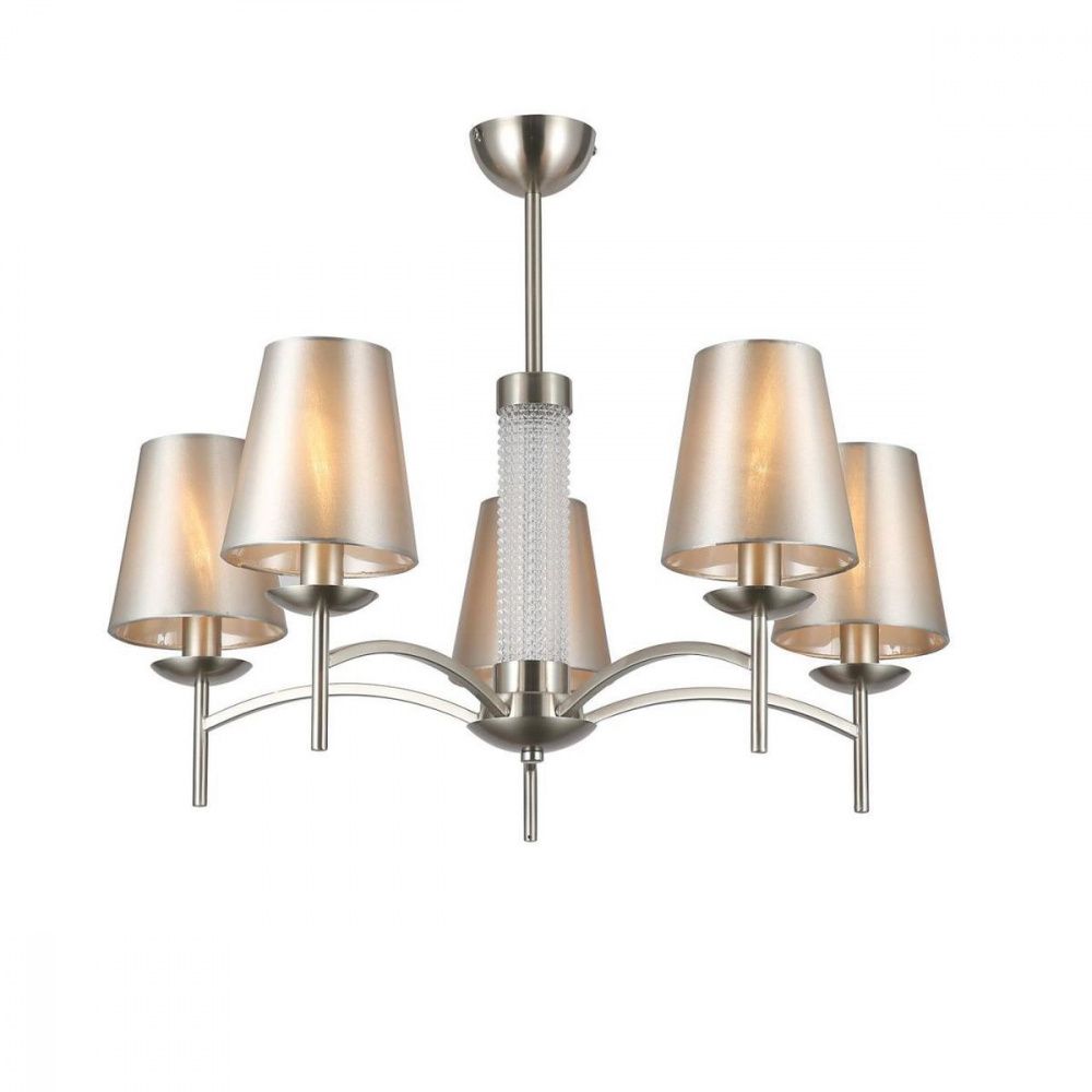 Люстра F-Promo Velum 2906-5P, D690*H520, никеля, плафоны из серой атласной ткани, декоративный стеклянный элемент