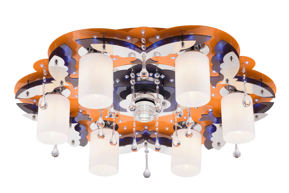 Люстра Ø740 x H190, мм, 6*40W (240W), OG+CR WT(Оранжевый+Хром) Sfera Sveta 8369/6+1 OG+CR WT