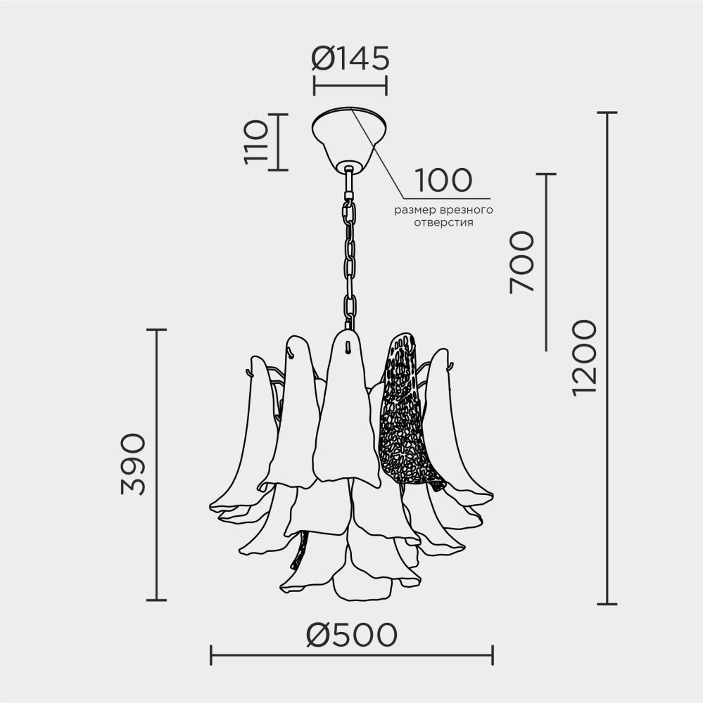 Подвесная люстра 55*50/120 см, 7*Е14 MODELUX premium ML.6777.7P GD золото