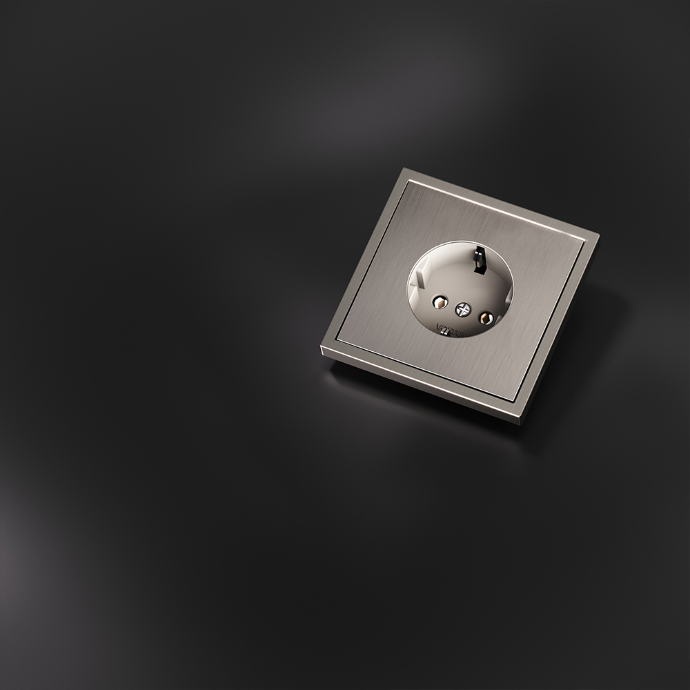Накладка для розетки с заземлением, S70 Metal, никель Voltum VLSM000611