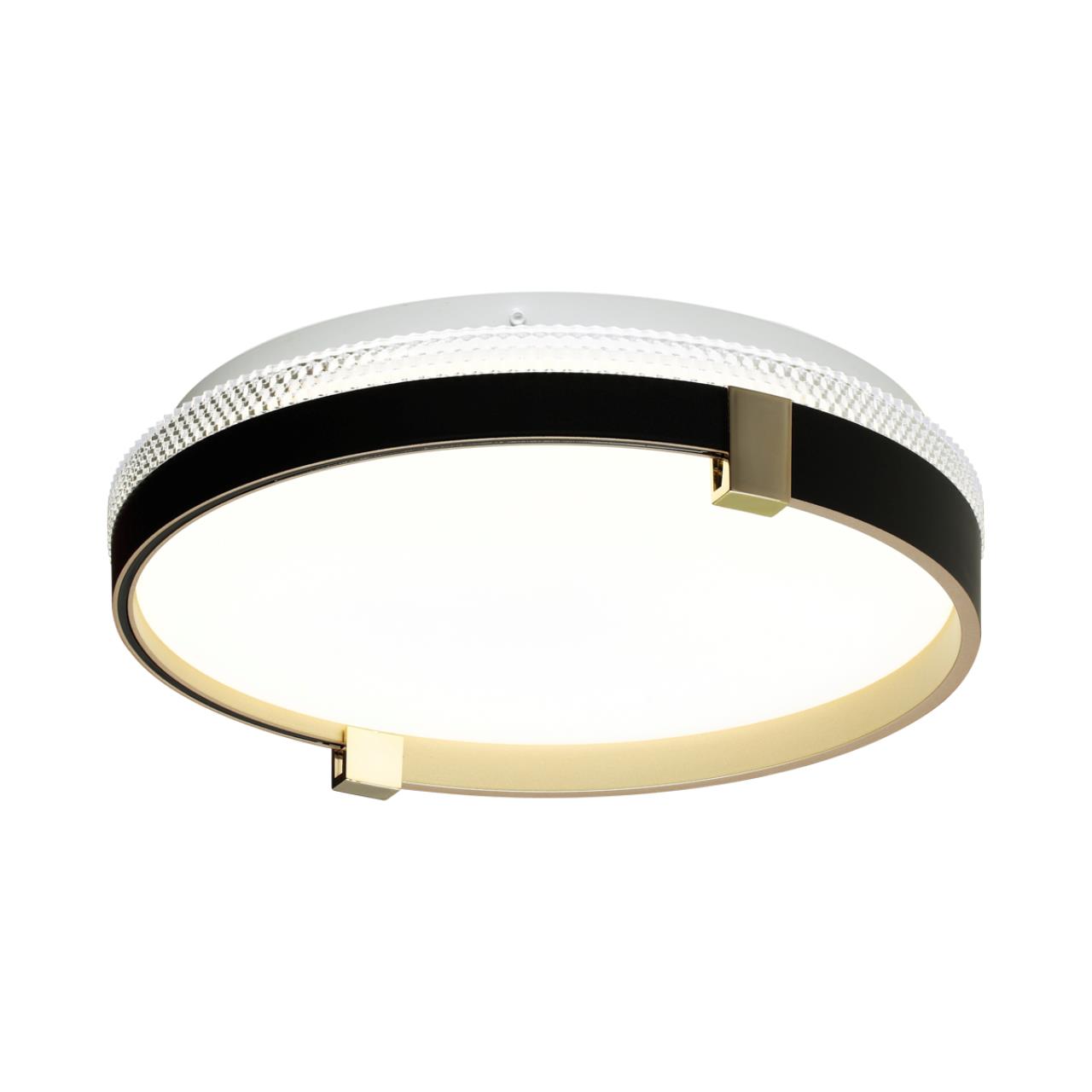 Cветильник 34*8,4 см, LED 30W, 4000 К, IP43, белый/черный/золотой, пластик Sonex Olidi Black, 7647/CL