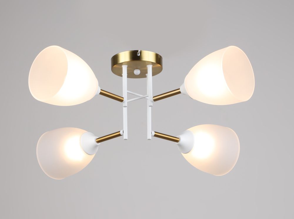 Люстра Ø520 x H220, мм, 2*40W (80W), WT+COP (Белый+Латунь) Rilon 2216/4 WT+COP