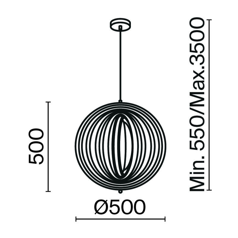 Подвесной светильник  50 см, E27 1 40W, К, Черный Maytoni Roots MOD197PL-01W1