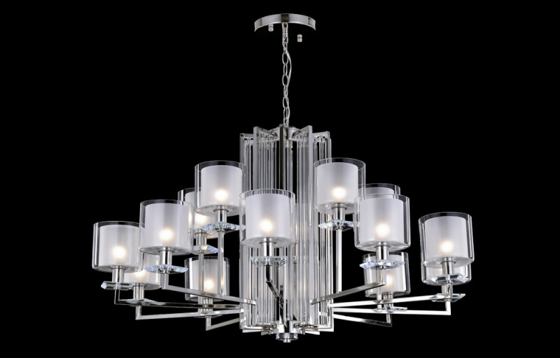 Люстра 107 см, Crystal Lux NICOLAS SP-PL10+5 NICKEL/WHITE Никель/Прозрачный