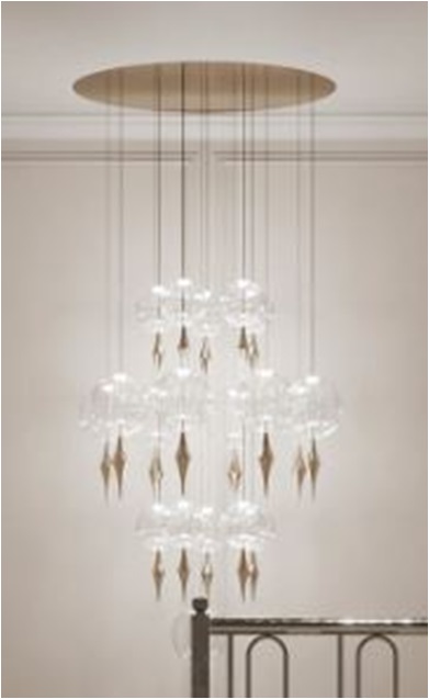 Светильник DZN-45576 ЗОЛОТО D800/H3000/15/LED/120W/4000K плафоны 5+10+5 d150mm MELON