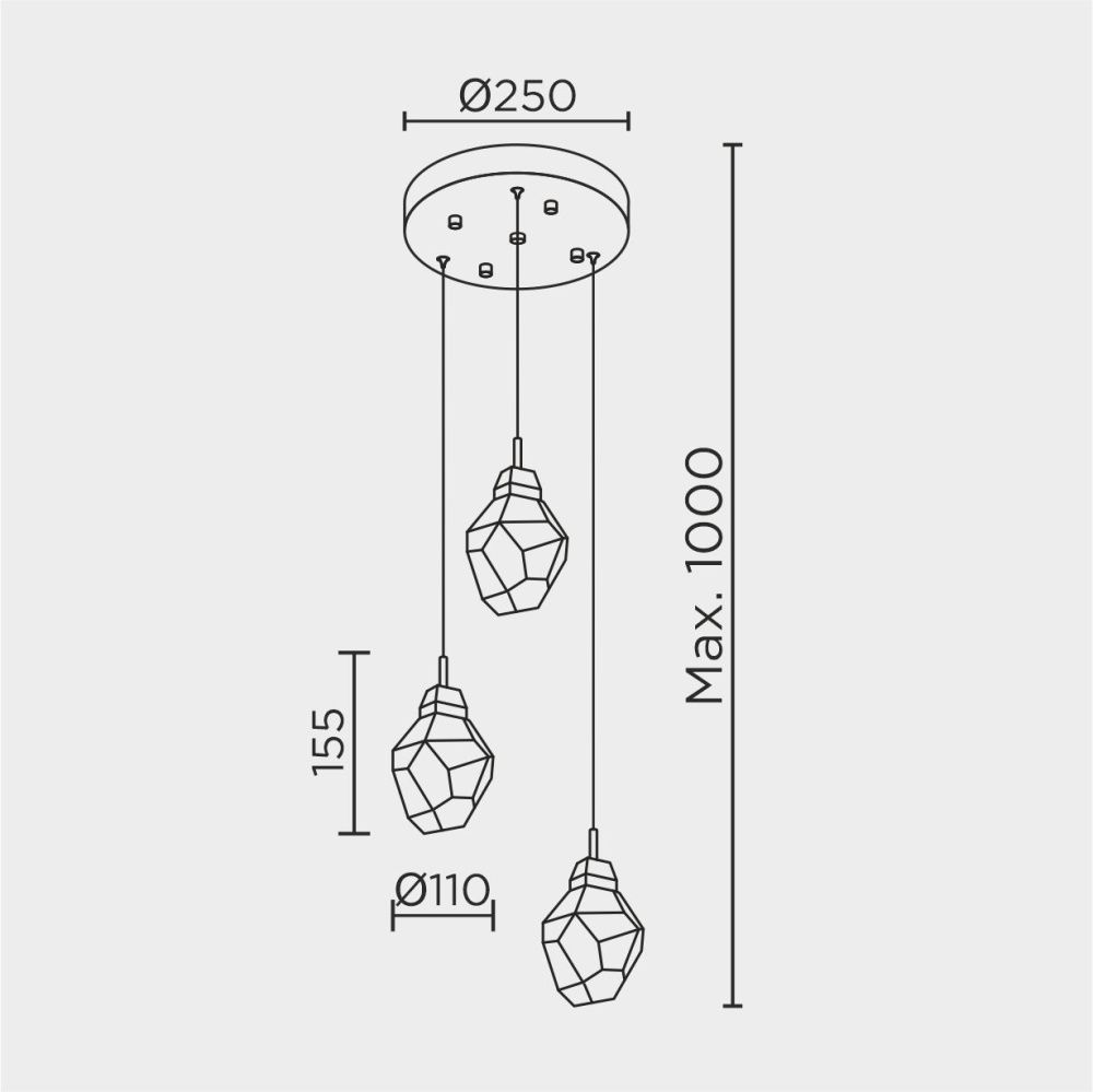 Подвесной светильник 28*28*100 см, LED 8,5W, 4000K, Латунь MODELUX ML.88972.3 BS