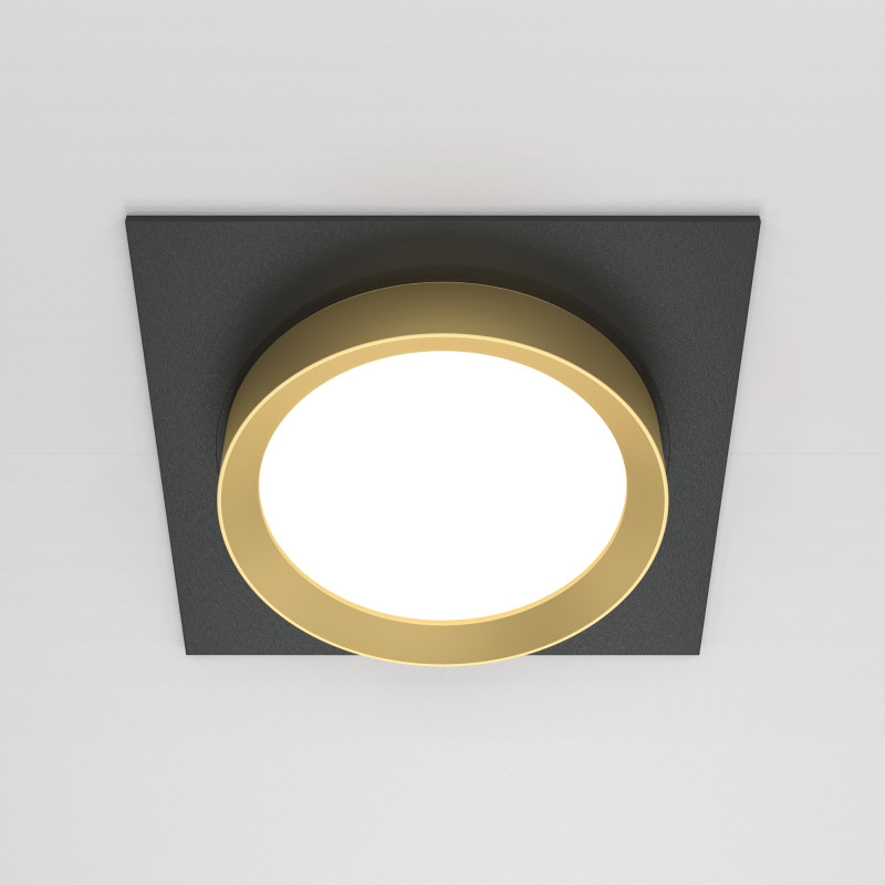 Светильник 11 см, Maytoni Downlight Hoop DL086-GX53-SQ-BG, черный-золото