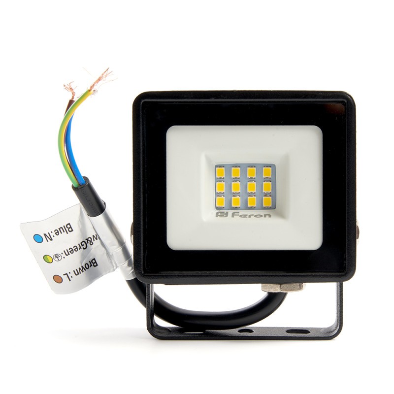 Прожектор светодиодный 2835 SMD 10W 4000K IP65  AC220V/50Hz, черный, LL-918 Feron 29490
