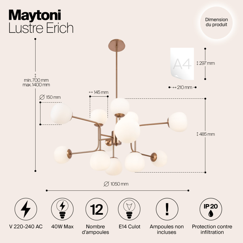 Подвесная люстра Maytoni Erich MOD221-PL-12-G