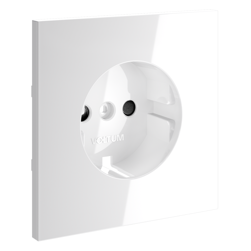 Накладка для розетки с заземлением и защитными шторками, белый глянцевый Voltum S70 VLS000701, Пластик глянцевая