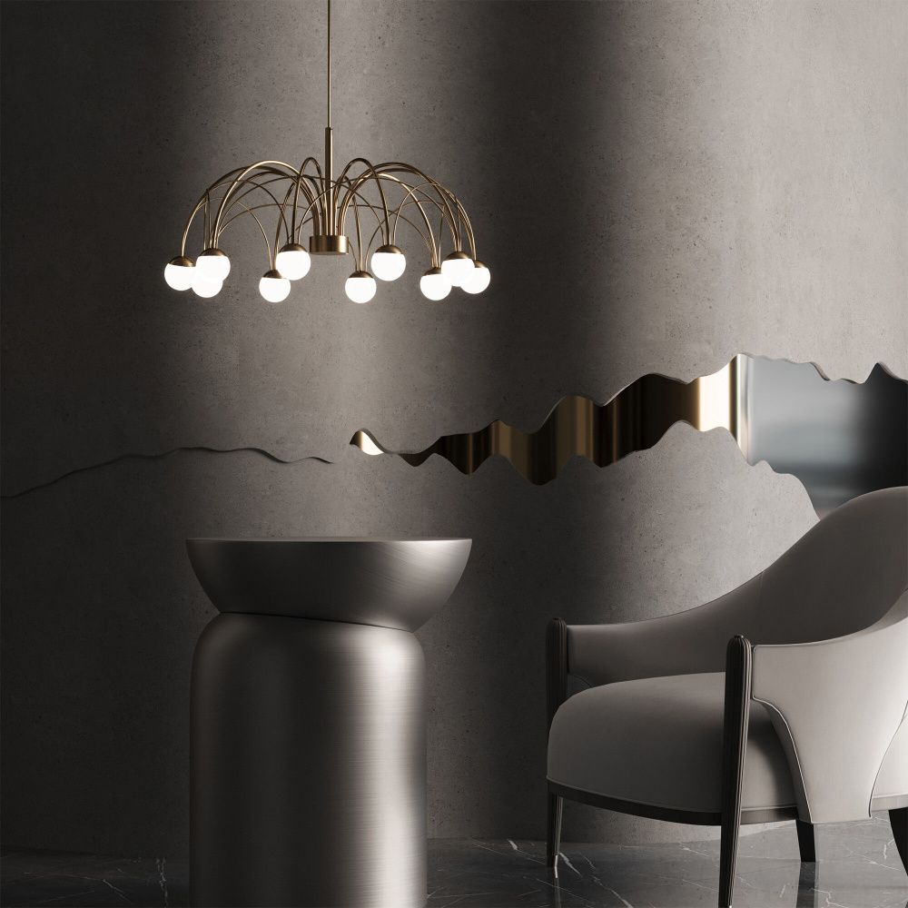Подвесной светильник 65*65*50-110 см, LED*34W, 4000K, Eurosvet Ragno 90030/10, золото, a069298