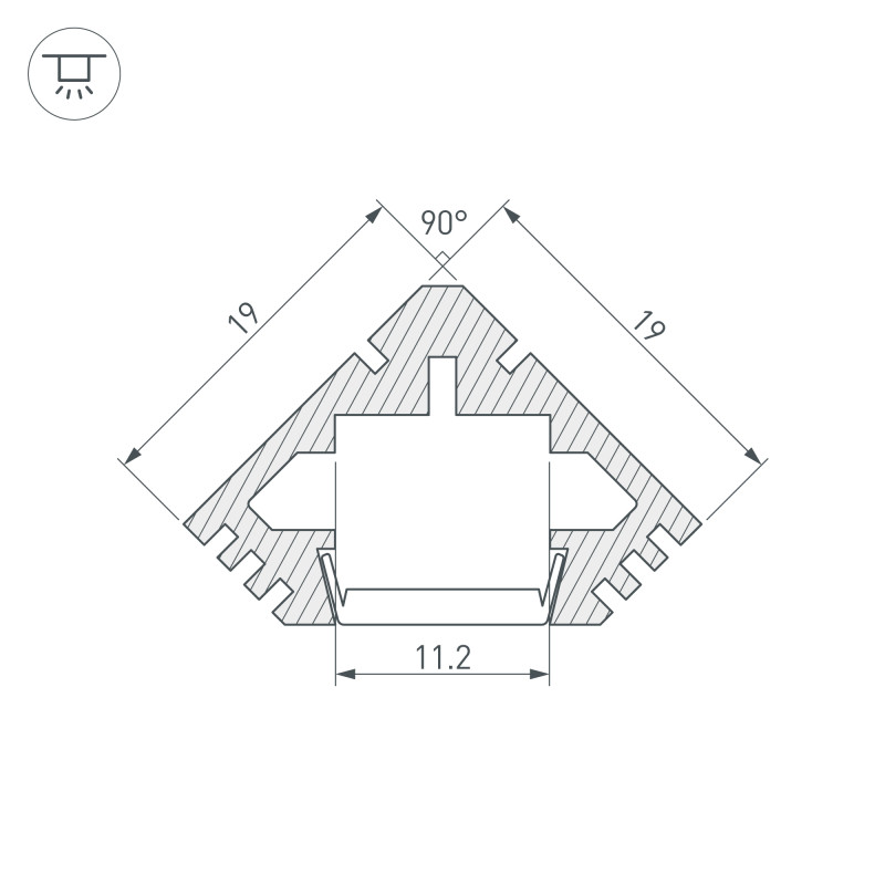 Профиль Arlight 015033 200*1,9*1,9 см. Цена указана за 2 метра. Продается кратно 2 метрам.  экран отдельно