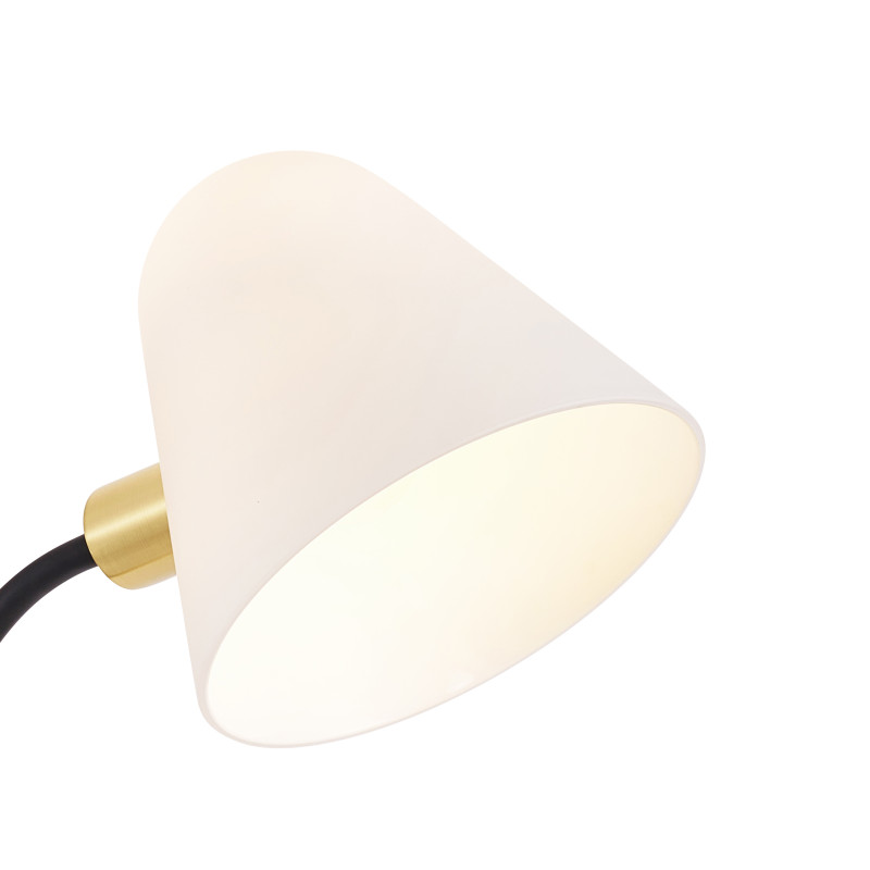 Бра Favourite Statera 3045-1W, D310*W170*H325, каркас черного цвета, плафон из белого матового стекла, декоративный элемент цвета золота в виде монетки