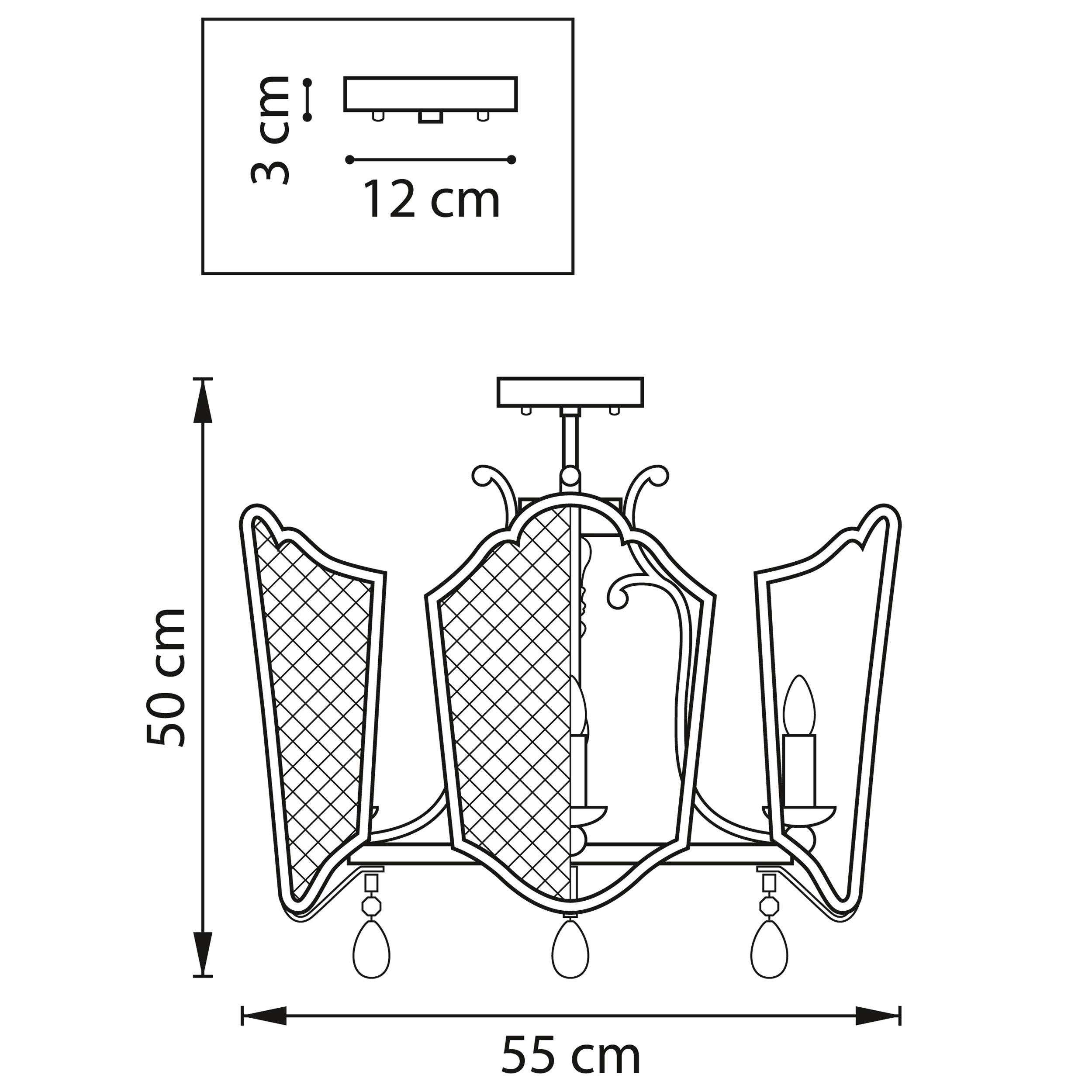 Люстра потолочная 55 см, 5*E14*30W, Золото; Черный Lightstar Castello 744057