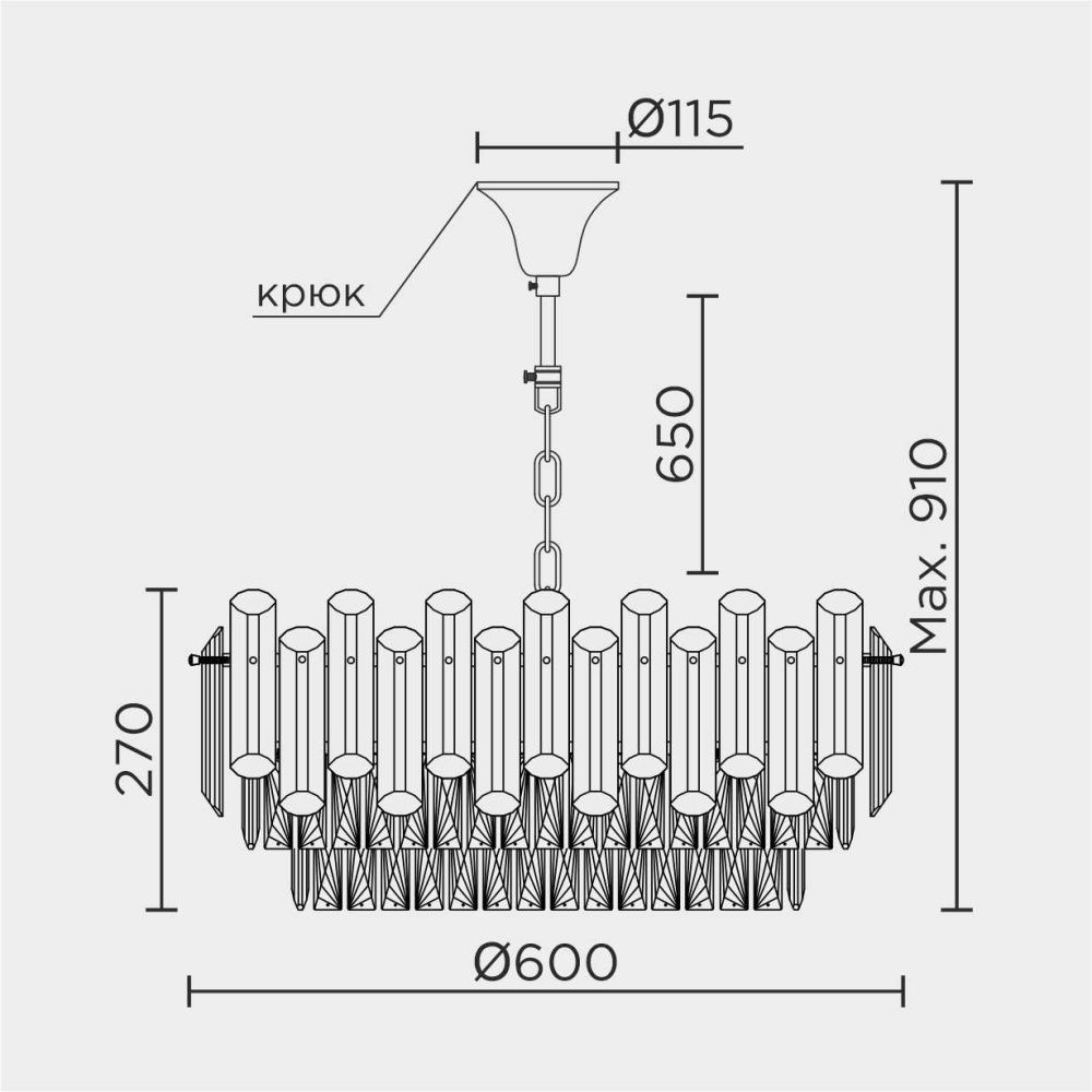 Подвесная люстра 63x63x40см, Е14, 12x40Вт, , Modelux ML.9006.12 GD-SM Золото