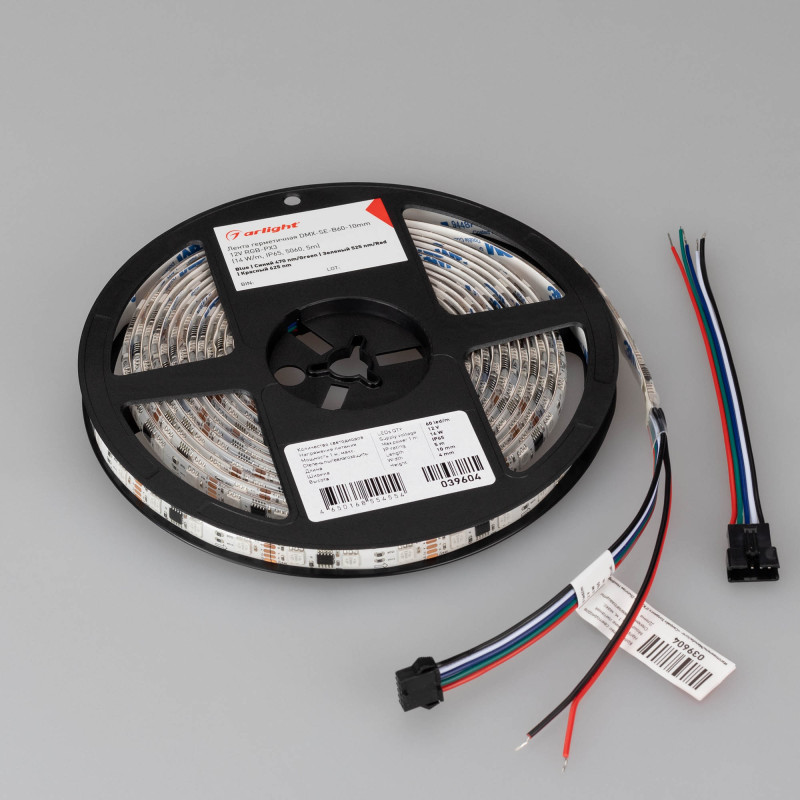 Лента герметичная DMX-SE-B60-10mm 12V RGB-PX3 (14 W/m, IP65, 5060, 5m), Arlight 039604. Цена указана за 5 метров. Продается кратно 5 метрам.