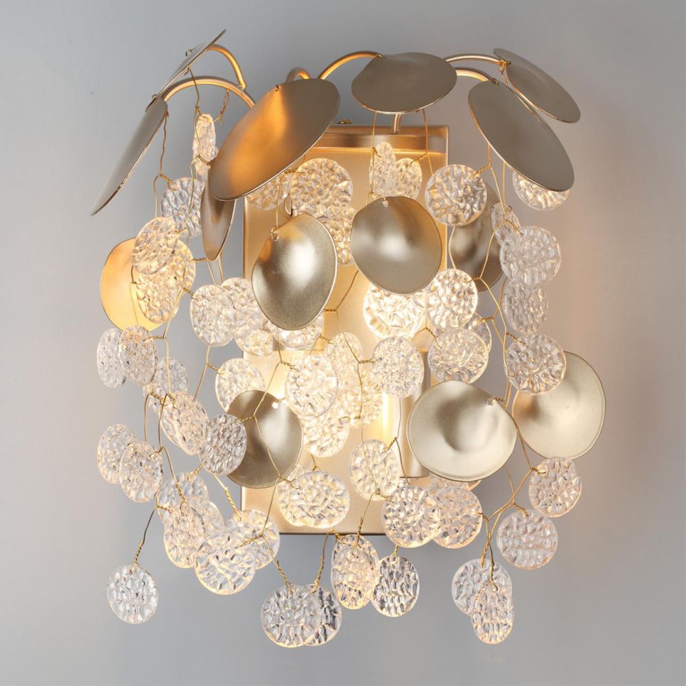 Бра 22*22*-28,5 см, 2*E14*40W, Odeon Light COINS 5104/2W, золотистый/стекло