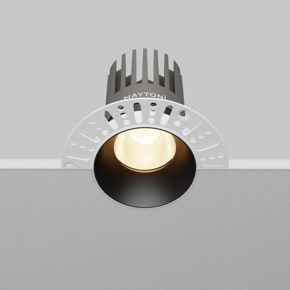 Встраиваемый светильник 10*10 см, вр 7 см, *LED*15W, 3000K, Maytoni Dip DL121-15W-3K-TRS-B, Черный