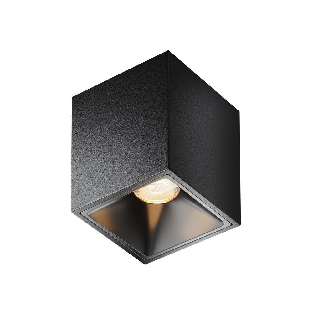 Потолочный светильник 6*6-7,5 см, LED*8W, 3000K, Maytoni Alfa LED 50° C065CL-8W3K-SQ-B, Черный