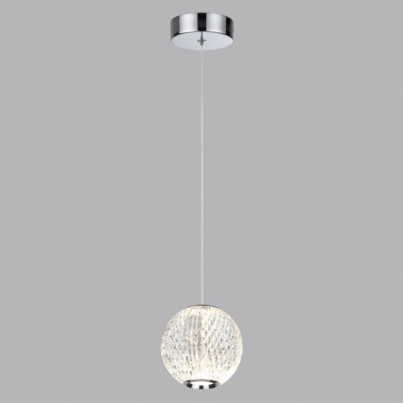 Подвес 11*11*263,5 см, 1 LED*5W, 4000 К, Odeon Light Crystal, хром 5007/5LA