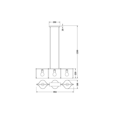 Подвесной светильник 20*86*120 см, 3*E27 черный, хром Vele Luce Cross VL5272P03