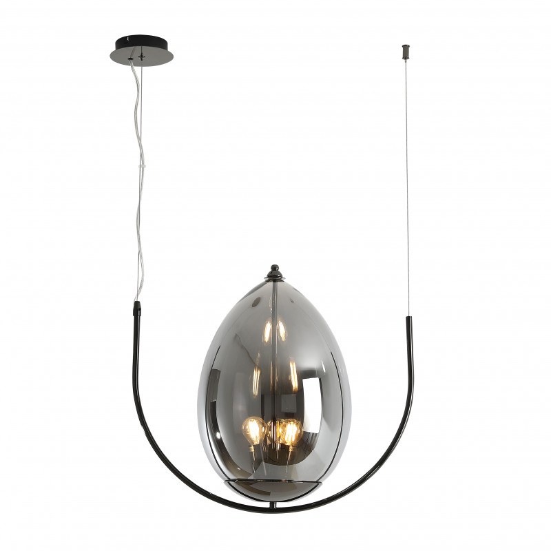 Подвесная люстра Favourite Midair 2726-3P, L510*W280*H445/1685, перламутровый черный каркас, плафон из стекла дымчато-серого цвета