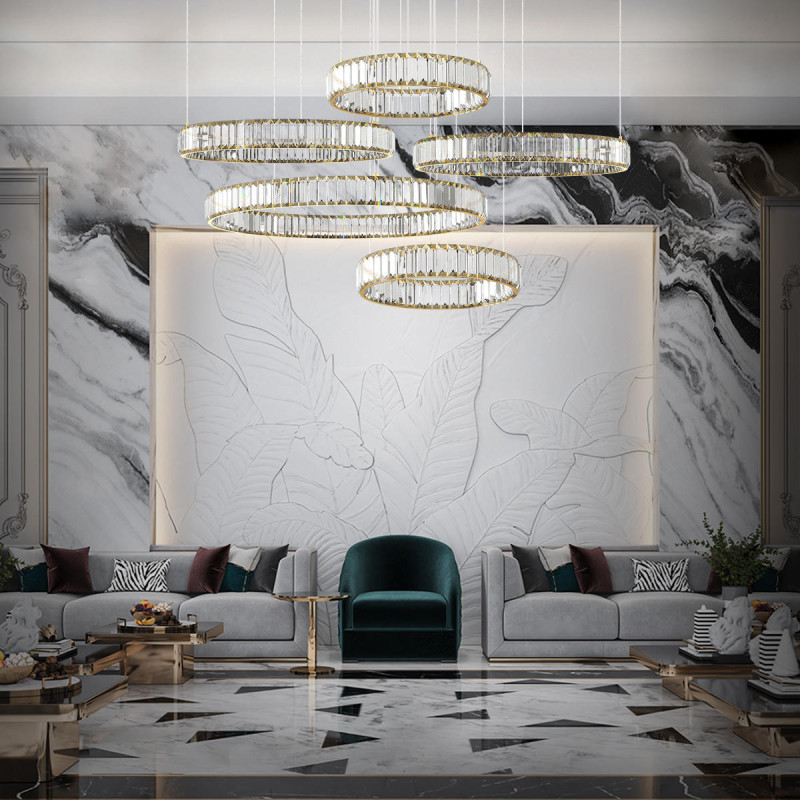 Подвесной светильник 100 см, 5*LED золото Loft It Crystal ring 10135/5 Gold