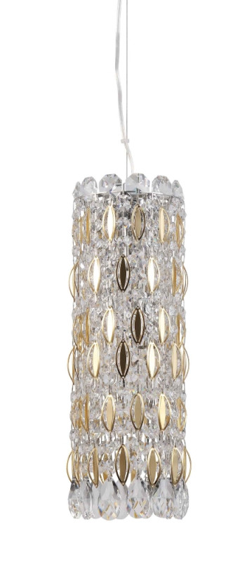 Светильник подвесной 14 см, Crystal Lux LIRICA SP3 CHROME/GOLD-TRANSPARENT Хром