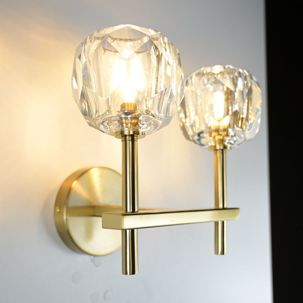 Бра Boule de Cristal Double Sconce Brass 16*13*22 см, 2*G9*40W, ImperiumLoft 44.233, Бронзовый