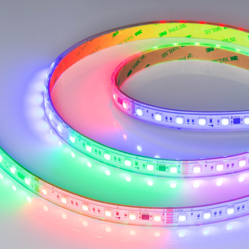 Лента герметичная DMX-PS-B60-15mm 24V RGB-PX6 (15W/m, IP67, 5060, 5m), Arlight 037090. Цена указана за 5 метров. Продается кратно 5 метрам.