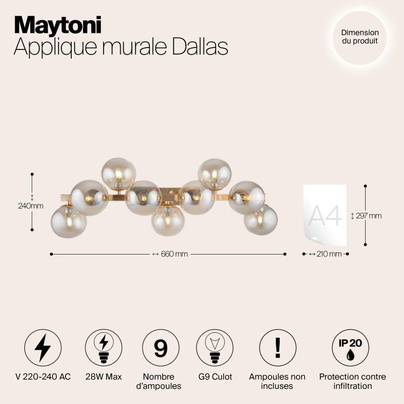 Бра Maytoni Dallas MOD547WL-09G, янтарный