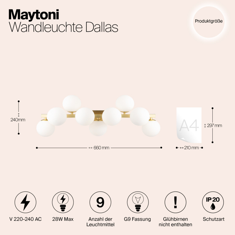 Светильник 66 см, Maytoni MOD547WL-09BS, золото