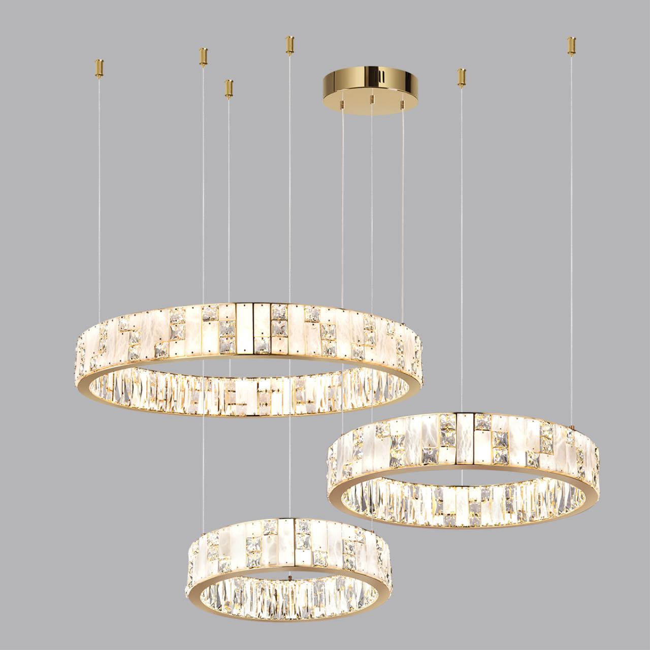 Люстра 48*48*100 см, LED 1*60W, 3700 К, Odeon Light Crossa 5072/60L, золото/прозрачный/белый