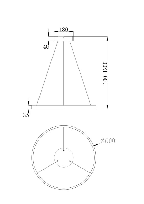 Светильник 60 см, 37W, 4000K Maytoni Rim MOD058PL-L32BS4K, латунь