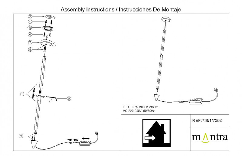 Подвесной светильник *8*280 см, LED *  36W, 3000К Mantra Vertical 7351, белый