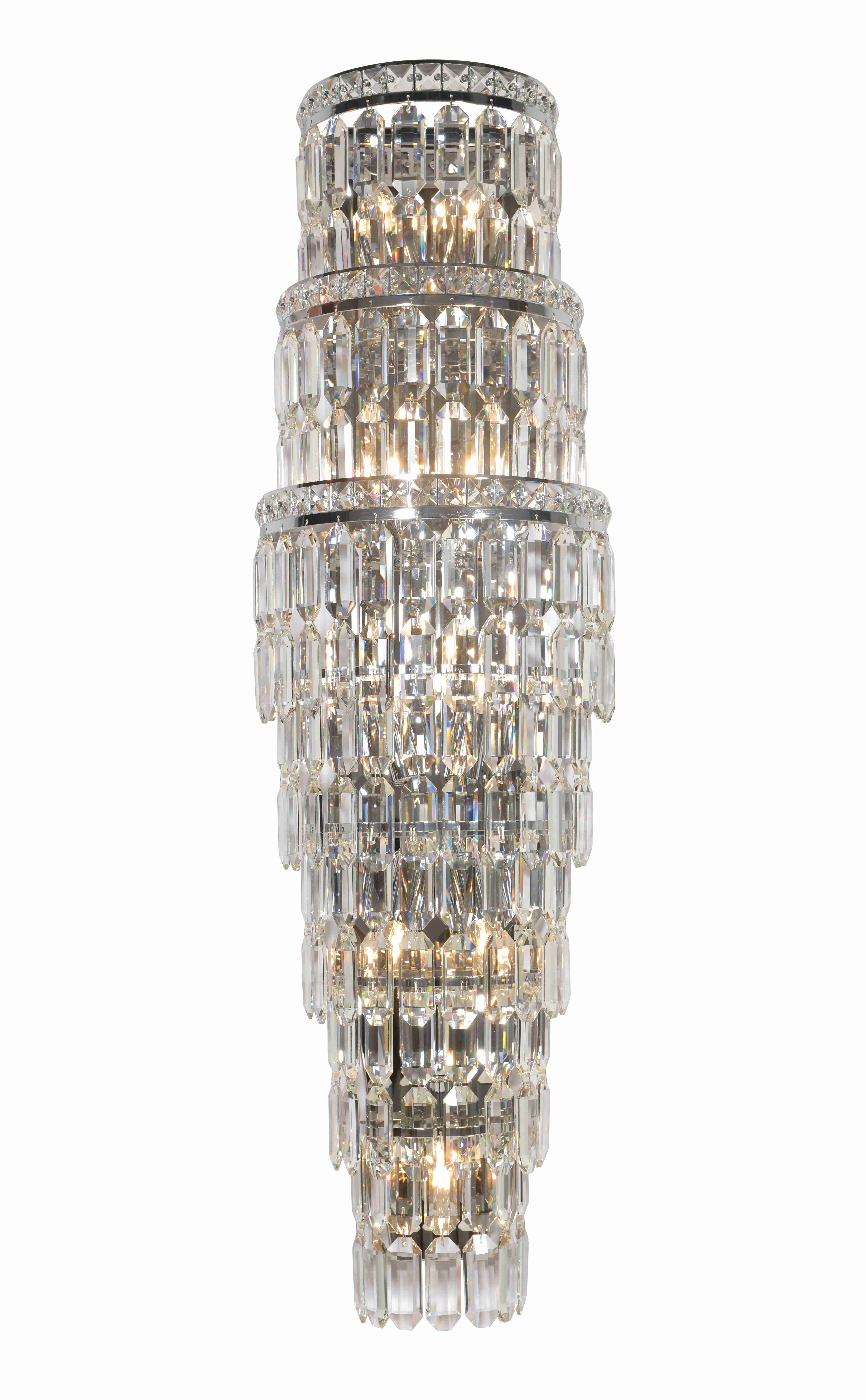Бра 180*300*1055, 9+5*E14+Led, 40W+7W NewRgy Cristallo W2819R/9+5A CHROME+CLEAR, Хром+Прозрачный
