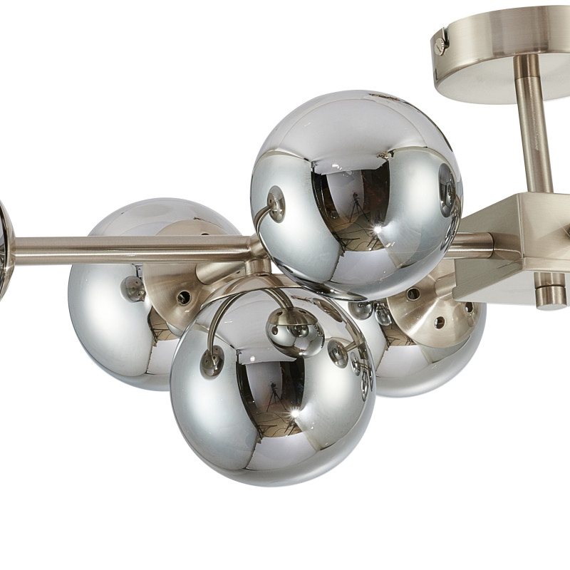 Люстра Favourite Varietas 2650-10U, L810*W430*H235, никель, плафоны из выдувного стекла дымчато-серого цвета