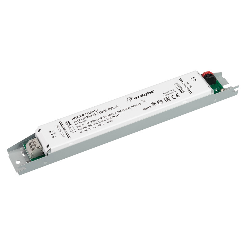 Блок питания ARV-SP24030-LONG-PFC-A (24V, 1.25A, 30W) (Arlight, IP20 Металл, 5 лет) 031104