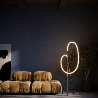 Торшер с диммером 45*45*162 см, LED*36W, 3000K, Maytoni Crochet MOD369FL-L36B3K, черный