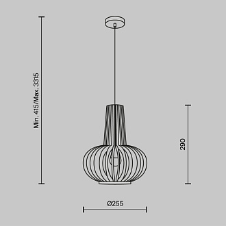 Подвесной светильник  29*15*21,5 см, E27 1 40W, К, Черный Maytoni Roots MOD193PL-01W