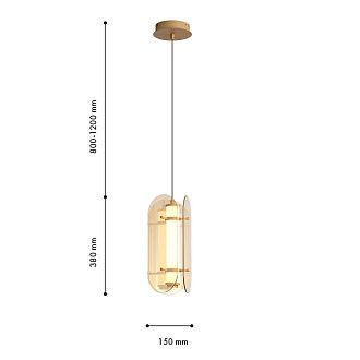 Подвес 19*42-192,5 см, 2*LED, 2,6W, 3000K, Favourite Fada 4624-2P, латунь